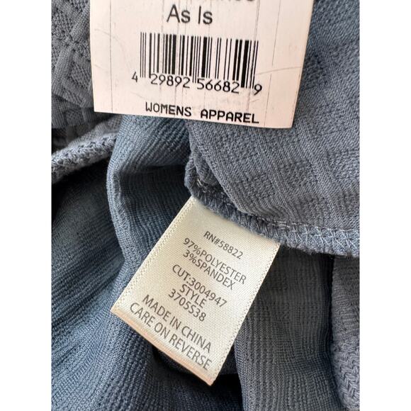 New MAX STUDIO Blue Ruched Elbow Sleeve Waffle Knit Pullover T-Shirt Size L - Picture 6 of 7